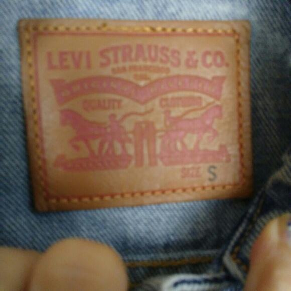 NWT Women's  Levi's Ex-boyfriend Palm Tree Jean Denim Jacket Revolve Size Small - Picture 6 of 8